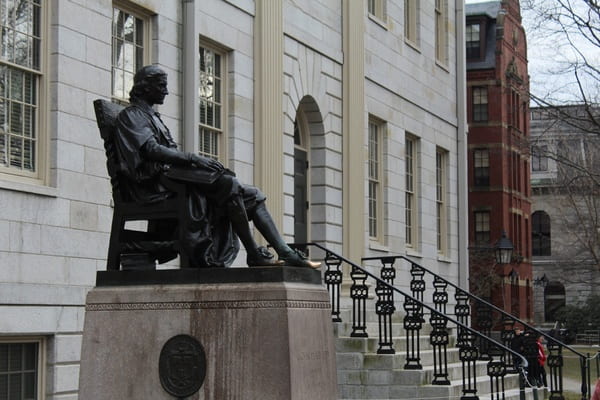 John Harvard statue in Harvard Yard.